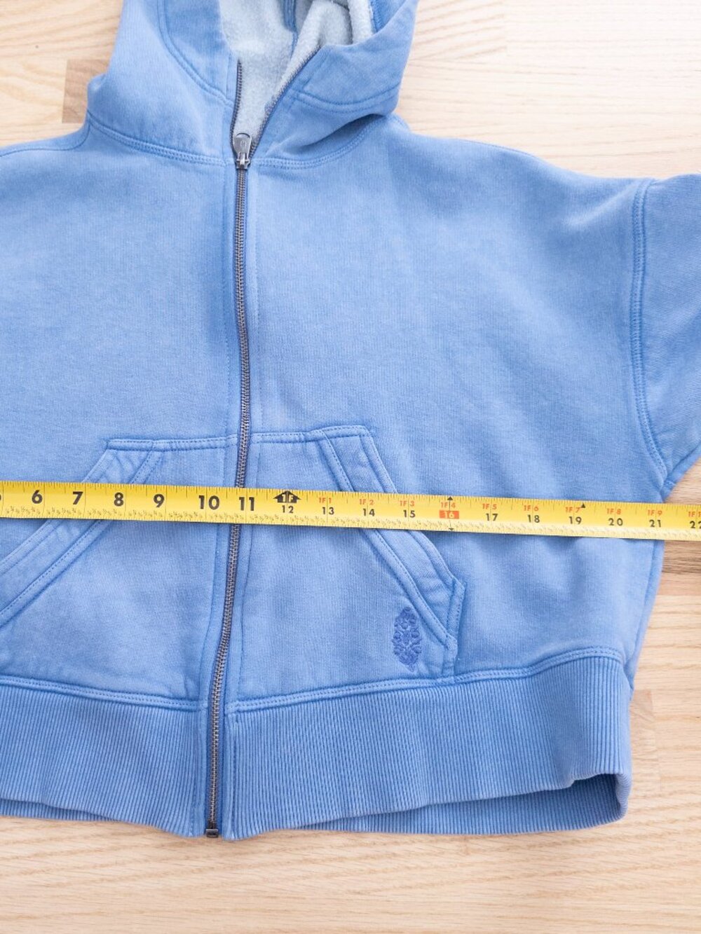 Free People FP Movement Zip Up Hoodie Cropped Oversize Size XS/SM Dusk Blue - Picture 8 of 11